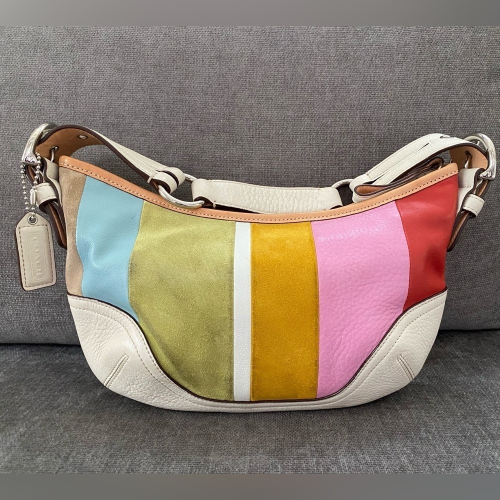 Coach Multi-Color Leather/Suede Crescent Bag